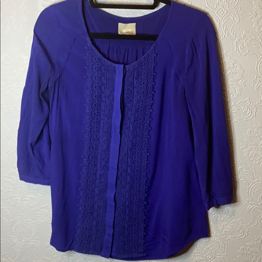 Maeve (Anthropologie) blue lace blouse